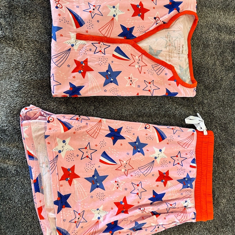 Little Sleepies Pink Stars and Stripes Shorts Pajama Set - Picture 5 of 6